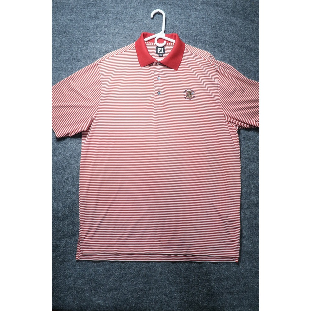 FootJoy FJ Men's L Red White Striped Ford's Colony Country Club Golf Polo Shirt!